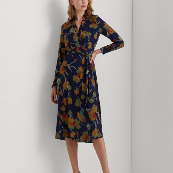 Lauren Ralph Lauren Floral Surplice Georgette Midi
Dress.       #8 - Picture 5 of 8
